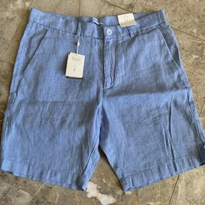Porter & Ash Premium Collection Linen‎ Blend Shorts Men's Size 32 Blue NWT